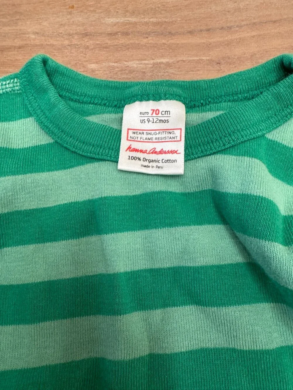 Hanna Andersson Green Striped 2-Pc Pajama Set 9-12M Organic